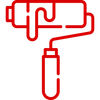 Red house icon with a chimney, door, and window.
